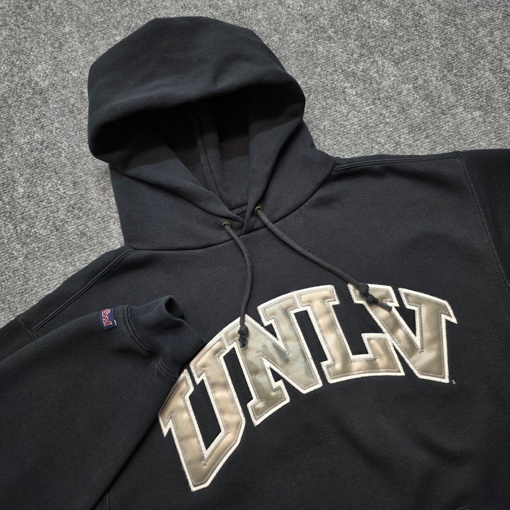 Jansport UNLV Rebels Hoodie Sweatshirt Men's Medium Black Spellout Tackle Twill